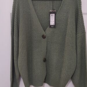 Vero Moda Olive Button-Up Cardigan
